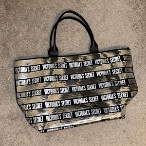 Victoria’s Secret black sequined bag with zipper and handles